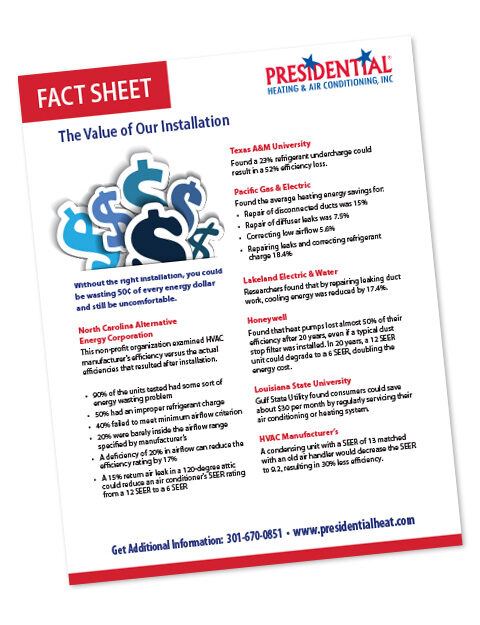 Pres Fact Sheets Value Of Our Installation