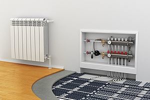 A radiator and underfloor heating system