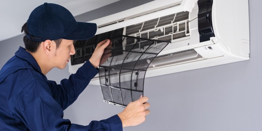 technician changing the filters