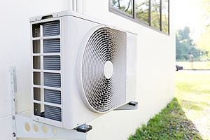AC wall unit mounted outside